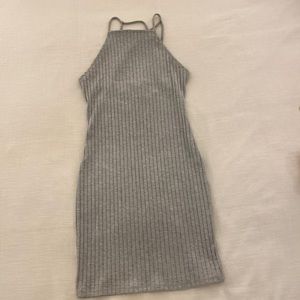 Forever 21 Heather Gray High Neck Ribbed Jersey Dress
